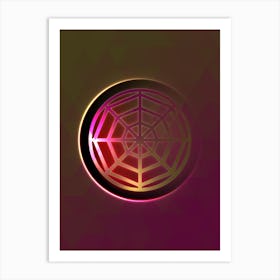Geometric Neon Glyph on Jewel Tone Triangle Pattern 101 Art Print