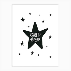 Sweet Dreams Star Black Super Scandi Kids Art Print