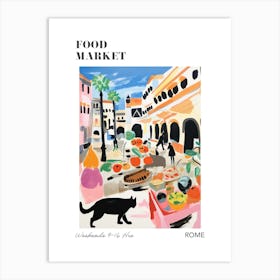 The Food Market In Rome 3 Illustration Poster Art Print