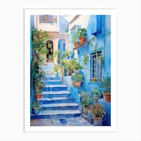 Blue House In Morocco 3 Art Print