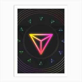 Neon Geometric Glyph in Pink and Yellow Circle Array on Black n.0345 Art Print