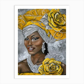 African Woman In Yellow Art Print