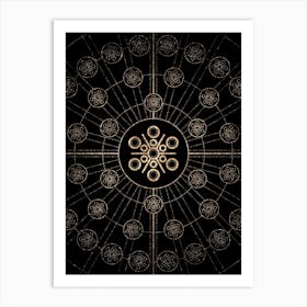 Geometric Glyph Radial Array in Glitter Gold on Black n.0370 Art Print