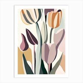 Tulip Wildflower Modern Muted Colours 1 Art Print
