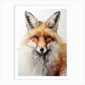 Digital Fox Water Color Art Art Print