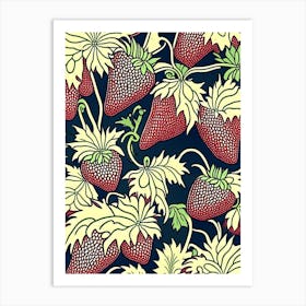 Bunch Of Strawberries, Fruit, William Morris Style 1 Art Print