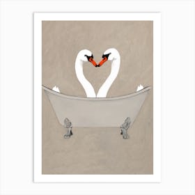Swans In Bathtub Art Print
