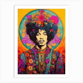 Jimi Hendrix Vintage Portrait 4 Art Print