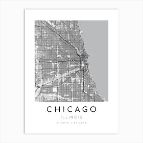 Chicago Map Print - B&W style Art Print