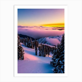 Mount Hutt, New Zealand 1 Sunrise Skiing Poster Art Print