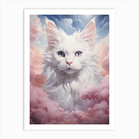 White Cat In The Clouds 1 Art Print