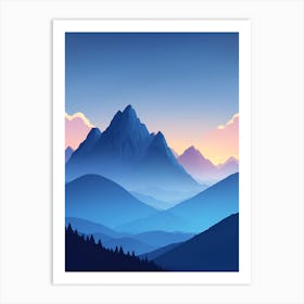Misty Mountains Vertical Composition In Blue Tone 97 Art Print