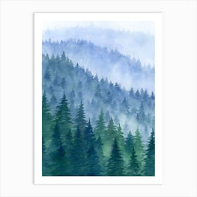 Watercolor Of Pine Trees 1 Art Print