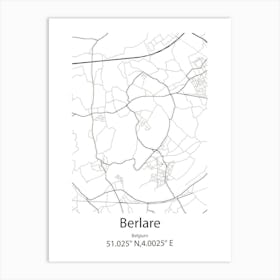 Berlare,Belgium Minimalist Map Art Print