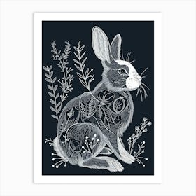 Harlequin Rabbit Minimalist Illustration 1 Art Print