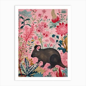 Floral Animal Painting Wombat 1 Art Print