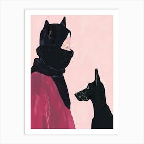 Woman And A Dog 2 Art Print