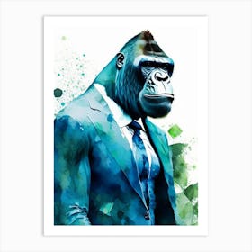 Gorilla In Suit Gorillas Mosaic Watercolour 1 Art Print