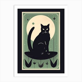 The Moon, Black Cat Tarot Card 2 Art Print