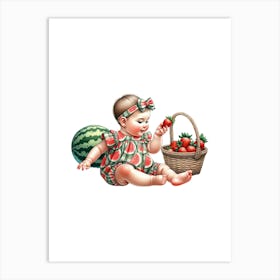 Watermelon Girl Art Print