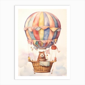 Baby Capybara 1 In A Hot Air Balloon Art Print