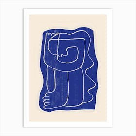 Abstract Line Art Figure 7 Cobalt Blue Affiche