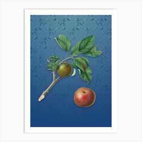 Vintage Apple Botanical on Bahama Blue Pattern n.1446 Art Print