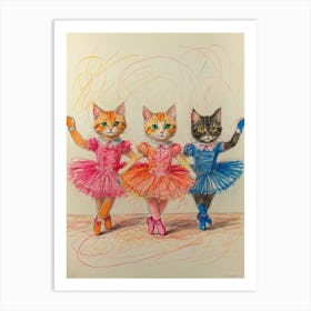 Ballerina Cats 1 Art Print