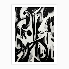 Enigmatic Encounter Abstract Black And White 4 Art Print