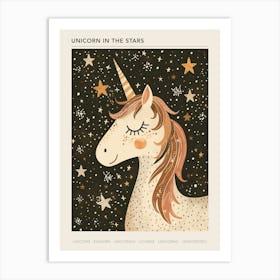 Unicorn With The Stars Muted Mocha Pastels 2 Poster Art Print