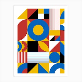 Abstract Geometric Pattern - Bauhaus geometric retro poster #4, 60s poster Art Print