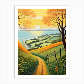 The South West Coast Path England 1 Hike Illustration Art Print
