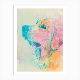 Great Pyrenees Dog Pastel Line Watercolour Illustration  2 Art Print