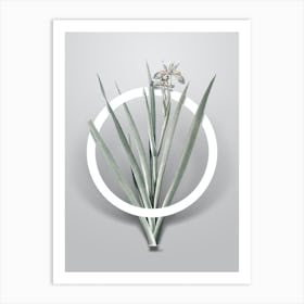 Vintage Stinking Iris Minimalist Flower Geometric Circle on Soft Gray n.0439 Art Print