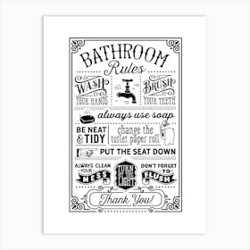 Bathroom Rules Art Print