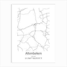 Altenbeken,Germany Minimalist Map Art Print