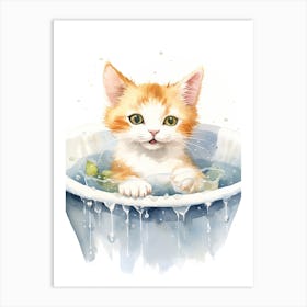 Japanese Bobtail Cat In Bathtub Bathroom 4 Art Print