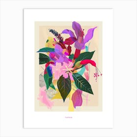Fuchsia 4 Neon Flower Collage Poster Art Print