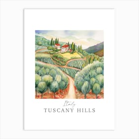 Italy Tuscany Hills Storybook 4 Travel Poster Watercolour Art Print