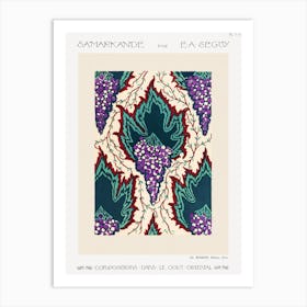 Grape Pattern Art Nouveau Pochoir Print In Oriental Style, Eugène Séguy Art Print
