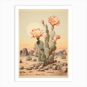 Vintage Cactus Illustration Moon Cactus Art Print