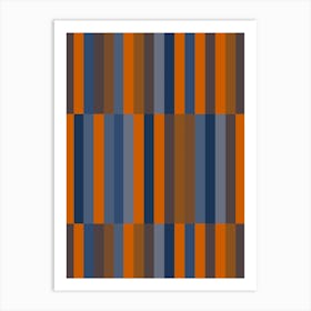 Striped Pattern Orange and Blue Multi Art Print