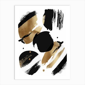 Gold And Black Brush Strokes 8 Art Print