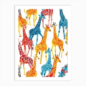 Giraffe Colourful Watercolour Pattern 3 Art Print