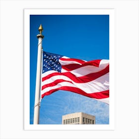 American Flag Stars Stripes Detailing Rippling In The Wind Resonates With Patriotic Glory Against (7) Art Print