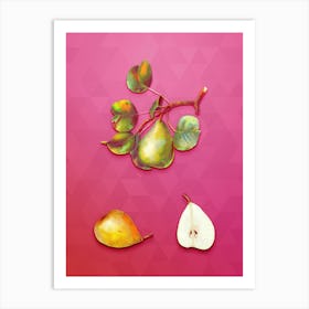 Vintage Pear Botanical Art on Beetroot Purple n.0830 Art Print