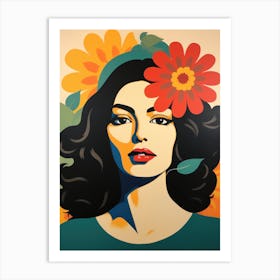 Woman and flowers 1 Art Print