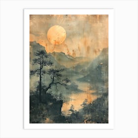 Antique Chinese Landscape Painting 11 Art Print