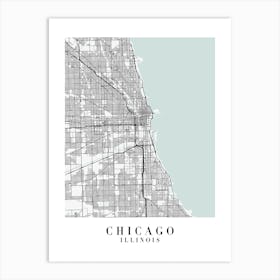 Chicago Illinois Street Map Minimal Color Art Print