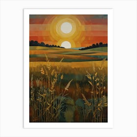 Sunset In The Field Art Print